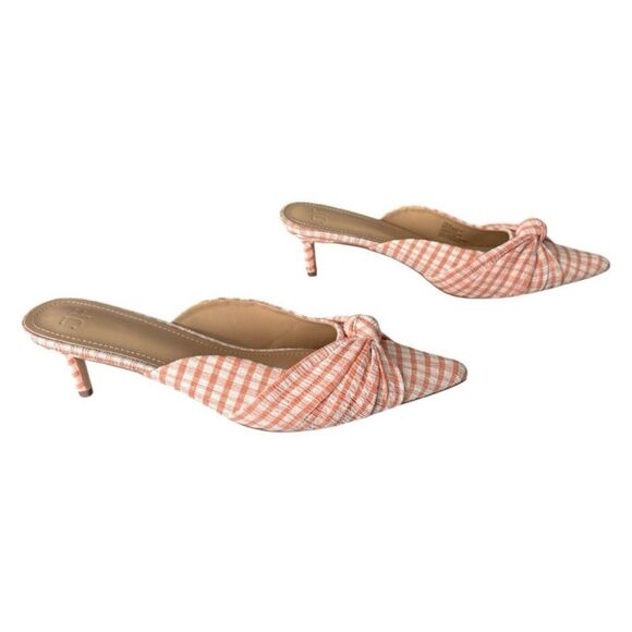 JustFab Freya Woven Peach Kitten Heel Mule Pump Size 10M New, Elegant & Chic - Picture 3 of 10